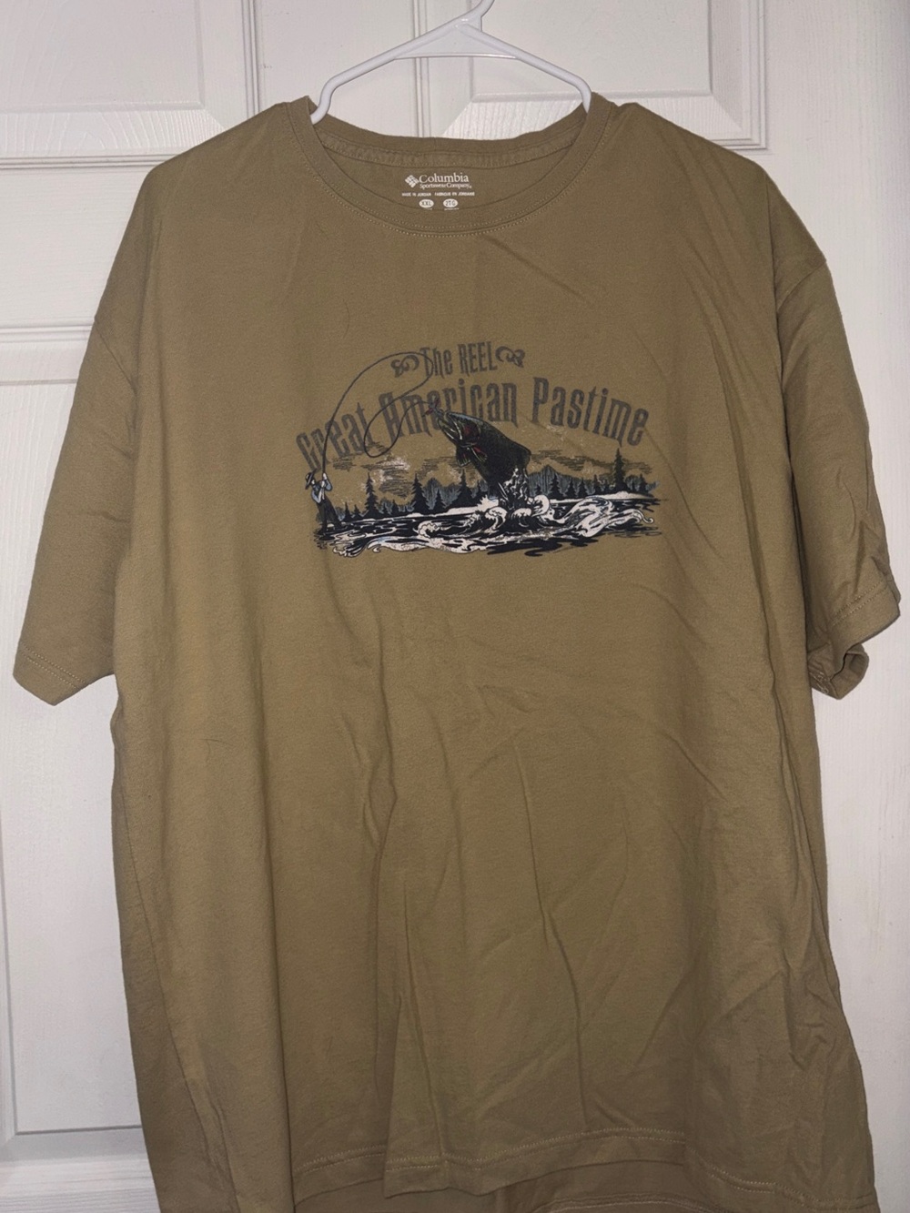 Columbia Men's Short Sleeve Graphic Tee - Tan with Navy Print